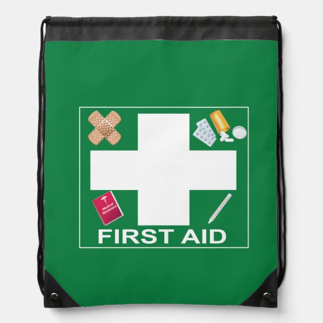 First Aid Drawstring Backpack (Front)