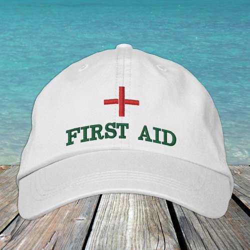 First Aid embroidered baseball cap Red  green