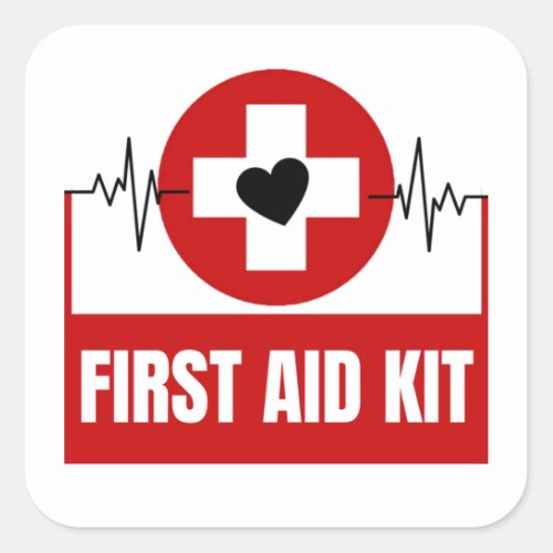 First Aid  Emergency  Square Sticker