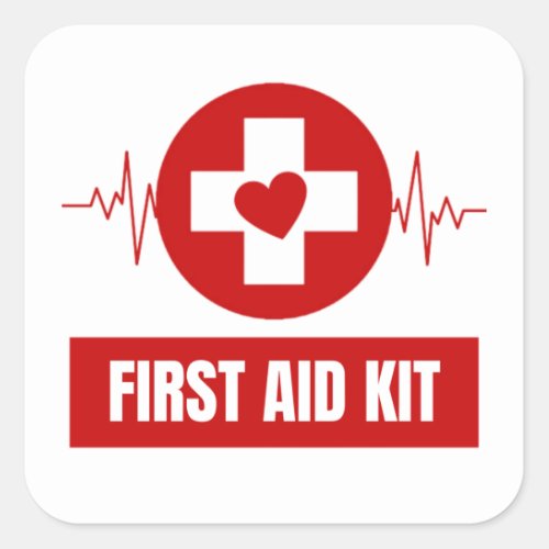 First Aid  Emergency  Square Sticker