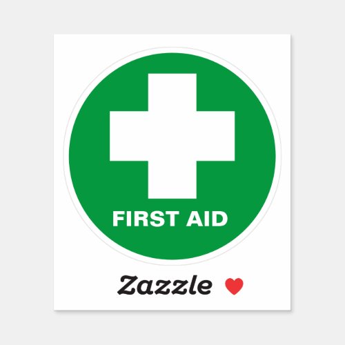 First Aid  Emergency Sticker Green