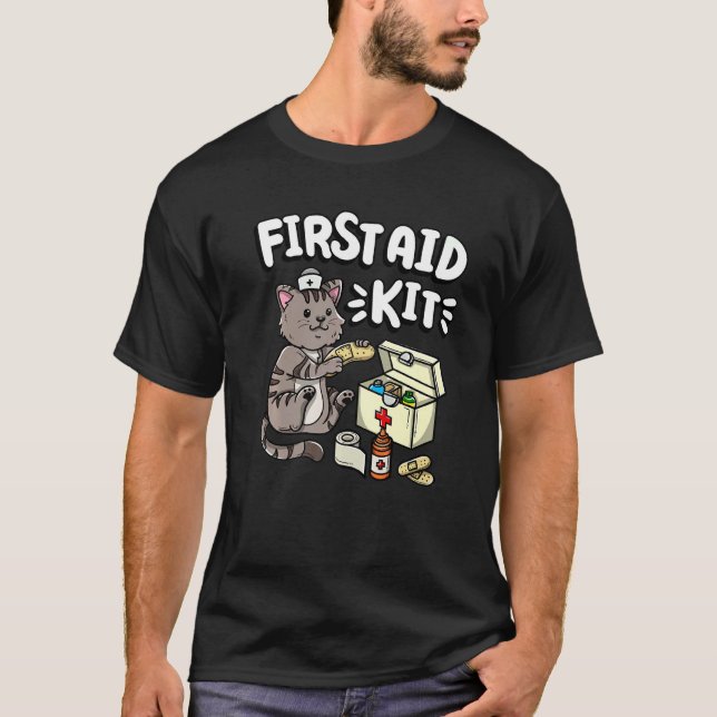 First Aid Kit Kitty Cat Medical Doctor Nurse T-Shirt (Front)