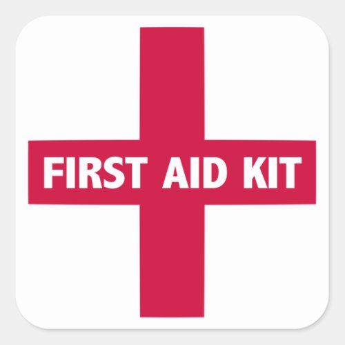 First Aid Kit Sign Square Sticker