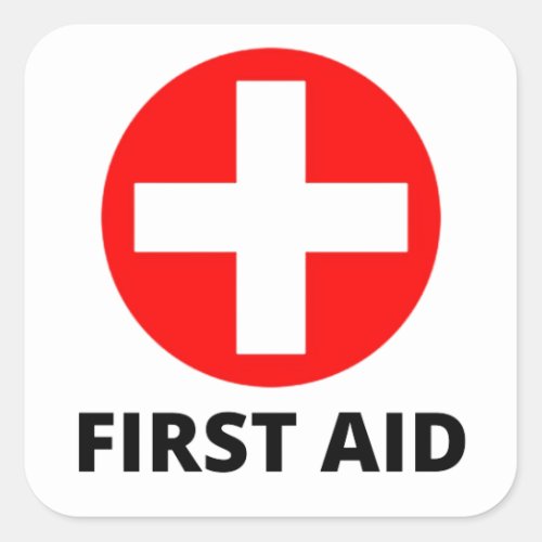 First aid kit square sticker