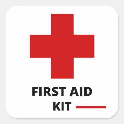 First aid kit square sticker