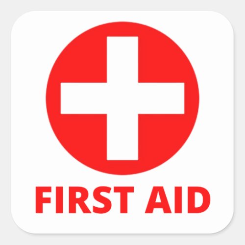 First aid kit square sticker