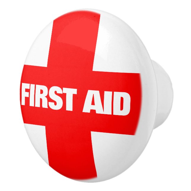 First Aid Kit White Drawer Handle or Ceramic Knob (Right)