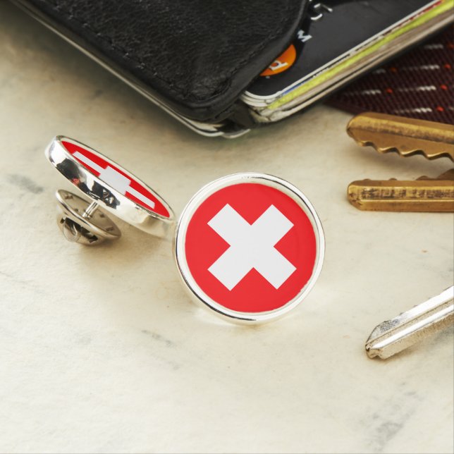 First Aid, Medic (cross), Help / Swiss Flag Lapel Pin (In Situ)