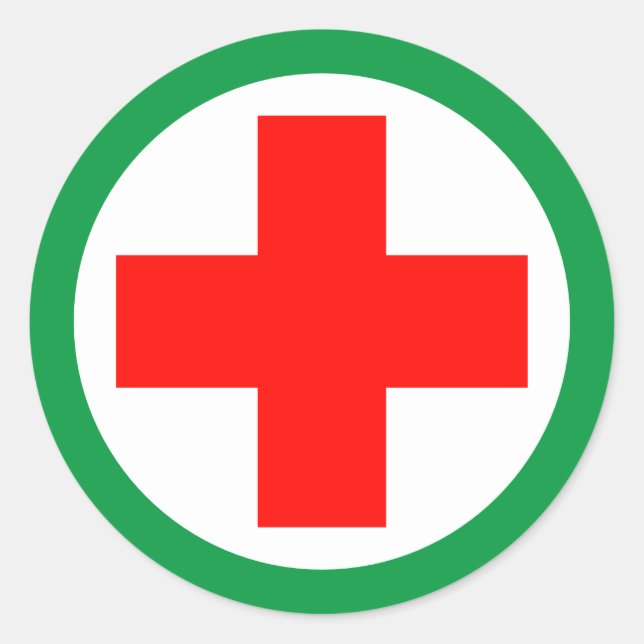 First Aid - Medic (Red Cross) - Ambulance, Help Classic Round Sticker (Front)