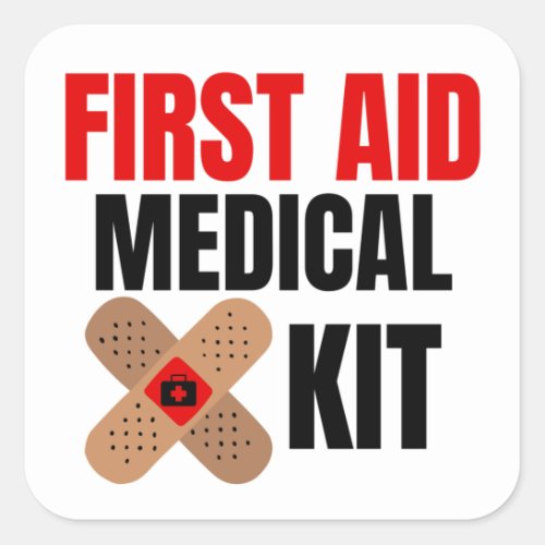 First Aid medical kit Square Sticker