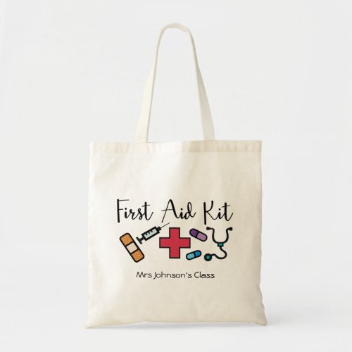 First Aid Medicine Kit Personalized Teacher Tote Bag