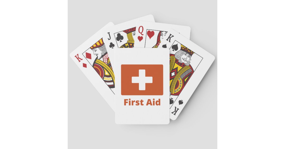 First Aid Playing Cards Simple Red White Design | Zazzle