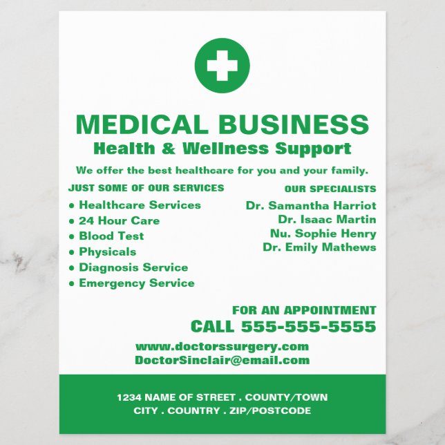 First Aid Symbol, General Practitioner, Nurse Flyer (Front)