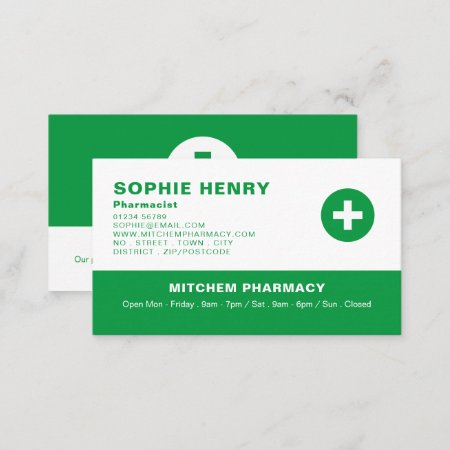 First Aid Symbol, Pharmacy, Pharmacists Business Card