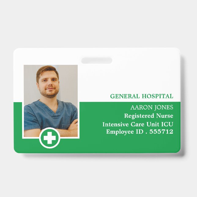 First Aid Symbol, Photo Medical ID Badge (Front)