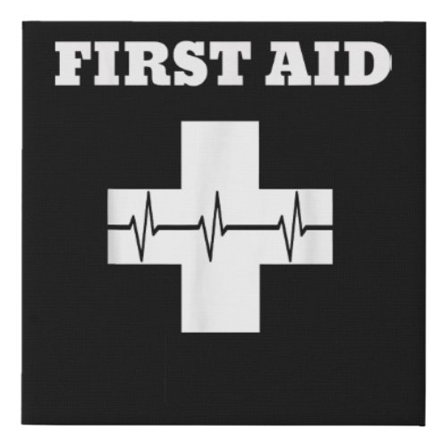 First Aid TShirt  Red Cross Emergency Lifeguard St Faux Canvas Print
