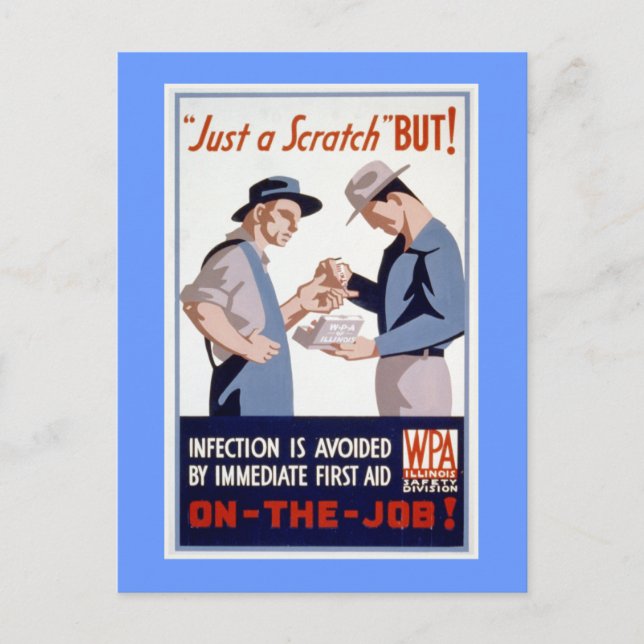 First Aid Vintage WPA Poster Postcard (Front)
