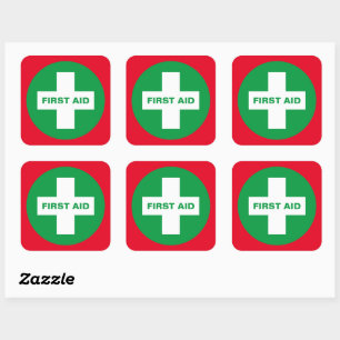 First Aid (White Cross) - Ambulance, Help, Doctor Square Sticker