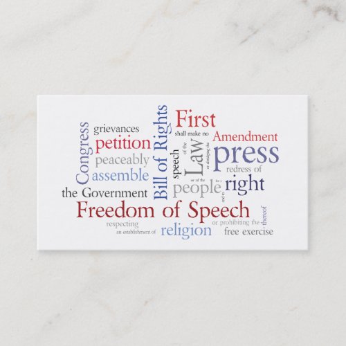 First Amendment Card for Journalist, Lawyer Business Cards
