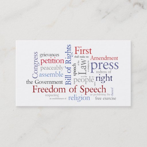 Customizable First Amendment Card for Journalist, Lawyer Business Cards