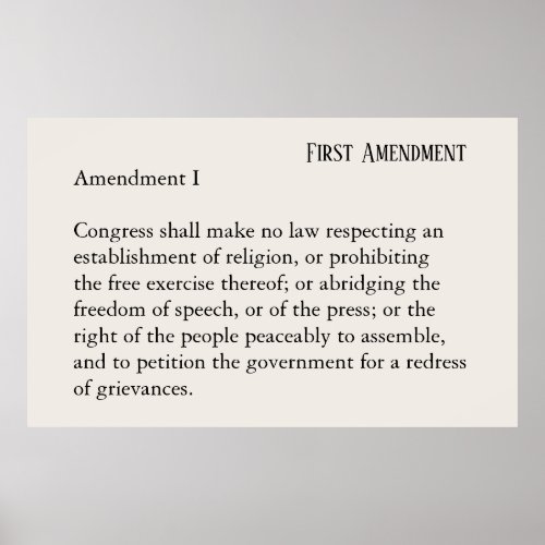 First Amendment Constitution Freedom of Speech Poster