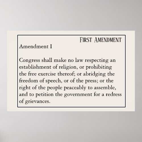 First Amendment Constitution Freedom of Speech Poster