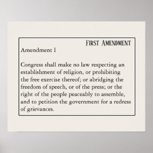 First Amendment Constitution Freedom of Speech Poster