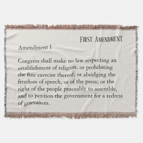First Amendment Constitution Freedom of Speech Throw Blanket