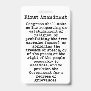 First Amendment-Constitution of the United States Badge