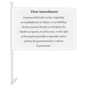 First amendment Free speech USA text constitution Car Flag