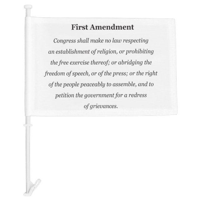 First amendment Free speech USA text constitution Car Flag (Front)