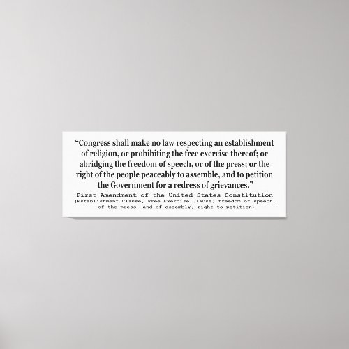 First Amendment of the United States Constitution Canvas Print