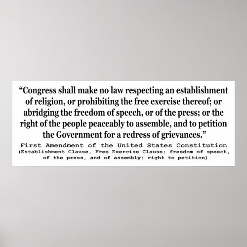 First Amendment of the United States Constitution Poster