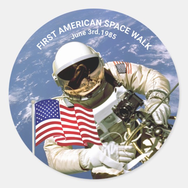 First American Astronaut Space Walk Classic Round Sticker (Front)