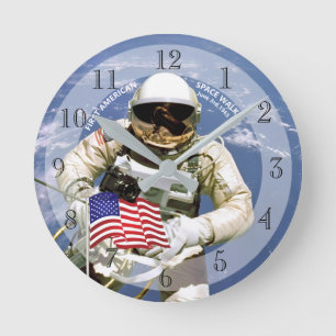 First American Astronaut Space Walk Round Clock