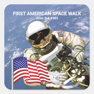 First American Astronaut Space Walk Square Sticker