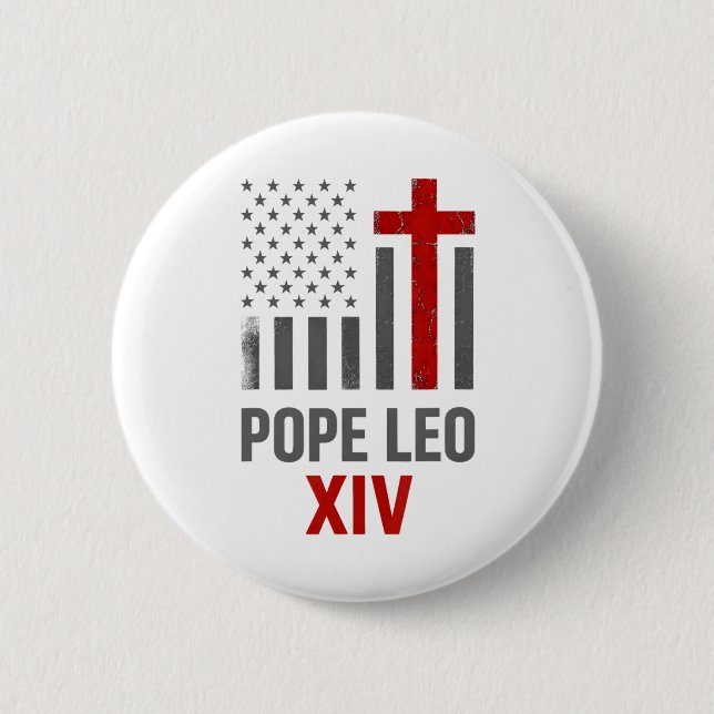 First American Pope Leo Xiv Catholic Religious Men Button (Front)