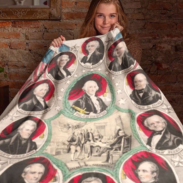 First American Presidents Restored 1844 Lithograph Fleece Blanket (Creator Uploaded)