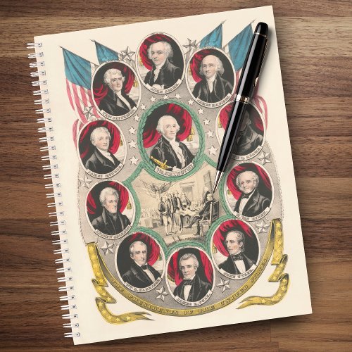 First American Presidents Restored 1844 Lithograph Notebook