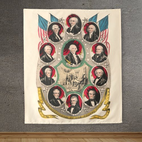 First American Presidents Restored 1844 Lithograph Tapestry