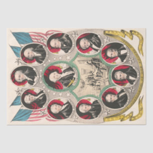 First American Presidents Restored 1844 Lithograph Tissue Paper