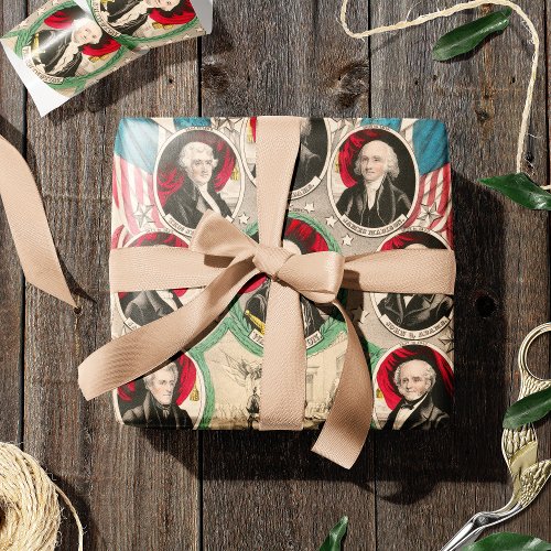 First American Presidents Restored 1844 Lithograph Wrapping Paper
