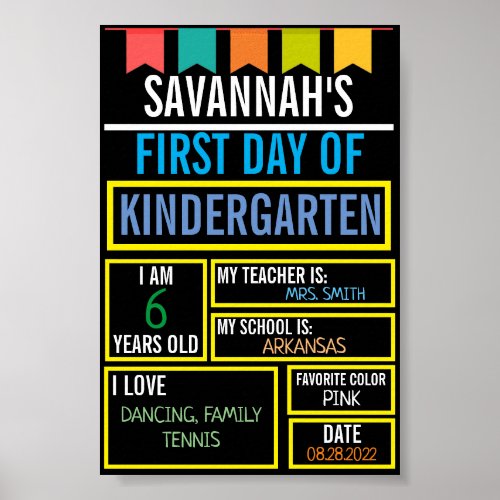 First and Last Day of School Board for Kids Poster