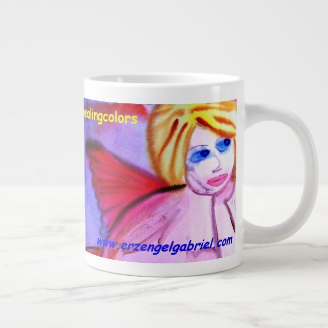 ...first angel...art by Jutta Gabriel... Large Coffee Mug (Right)