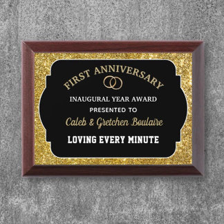 First Anniversary Custom Award Plaque