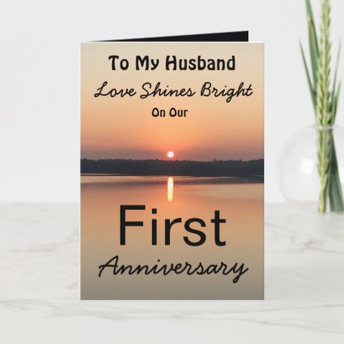 First Anniversary Husband Love Shines Bright Card