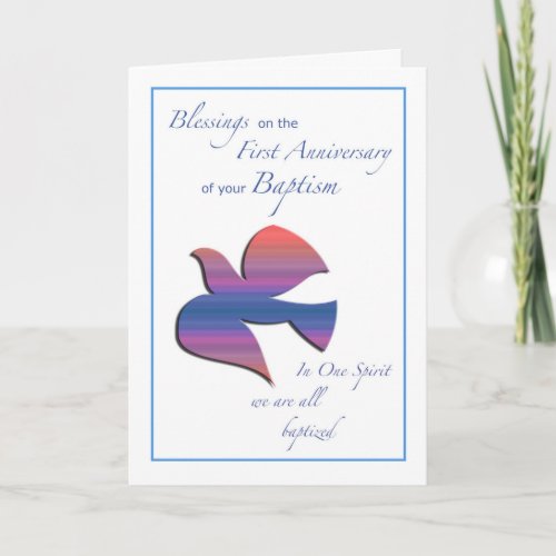 First Anniversary of Baptism Dove Card
