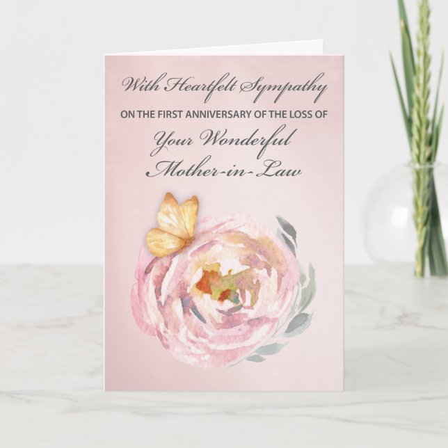 First Anniversary of Loss Mother in Law Butterfly Card (Front)