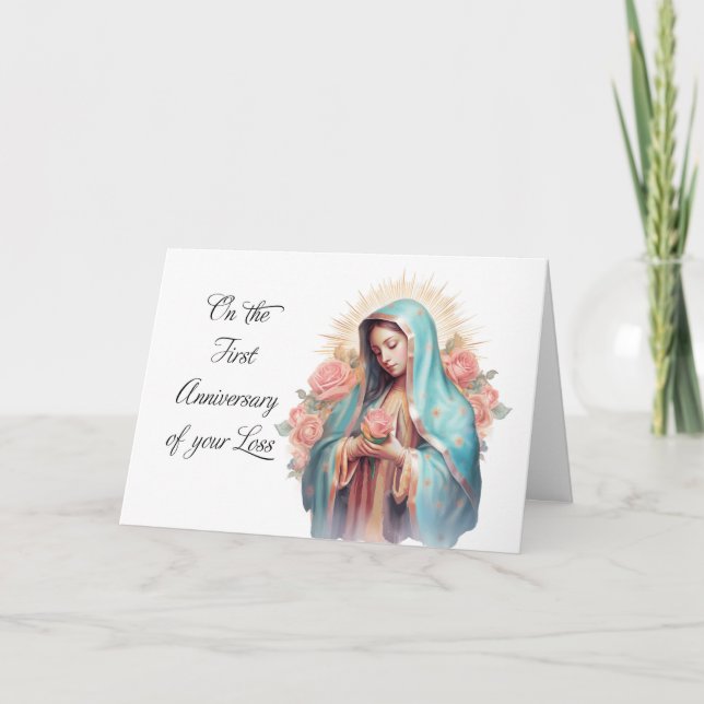 First Anniversary of Loss with Blessed Virgin Mary Card (Front)