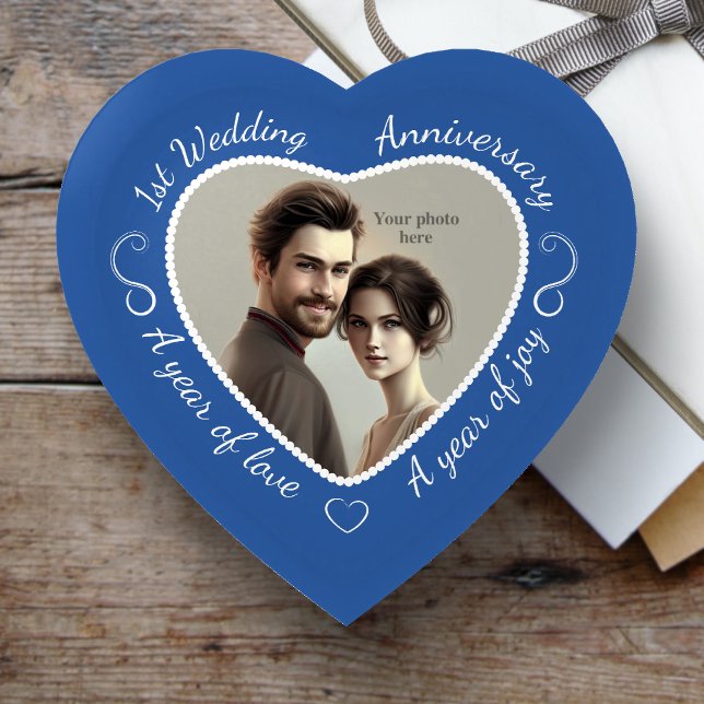 First Anniversary of Marriage Heart Shaped Photo  Paperweight (Creator Uploaded)